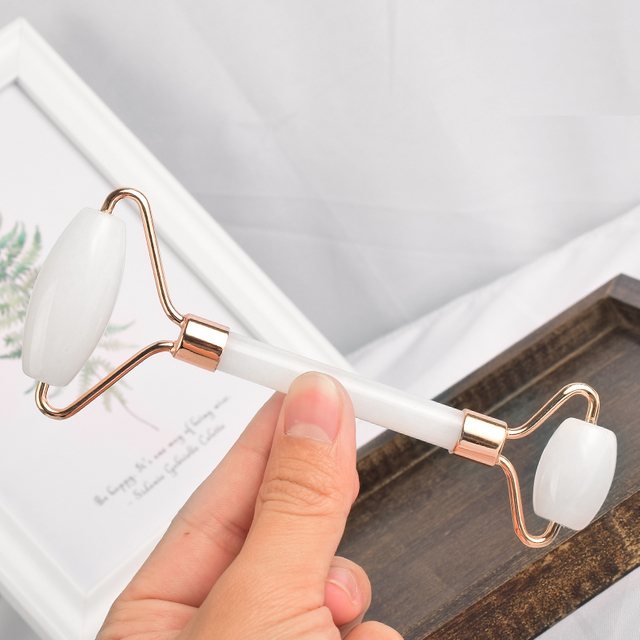 White Jade Roller for Face - White Jade Roller Real 100% Jade - Face Massager for Wrinkles, Anti Aging Facial Massager