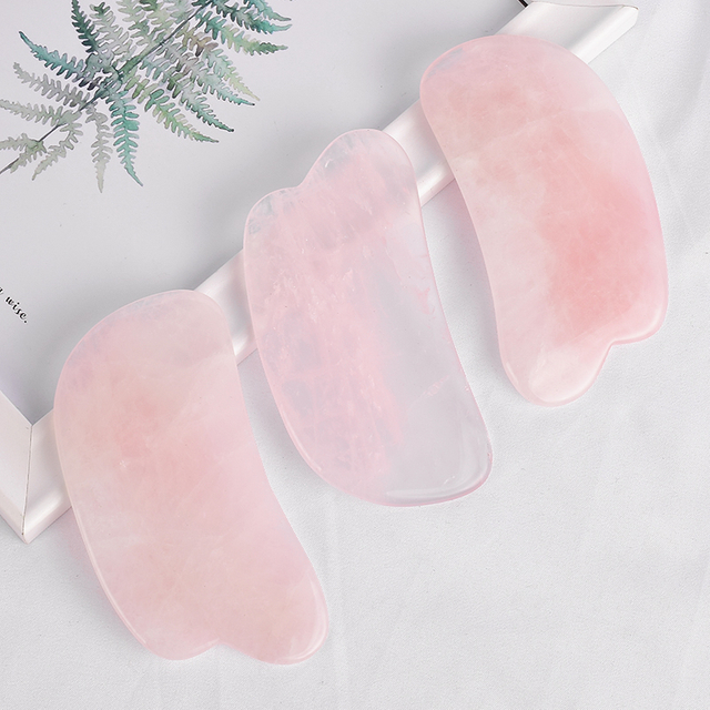 Hat-Shaped Rose Quartz Guasha Scraping Stone for Spa Relaxing Meditation Massage