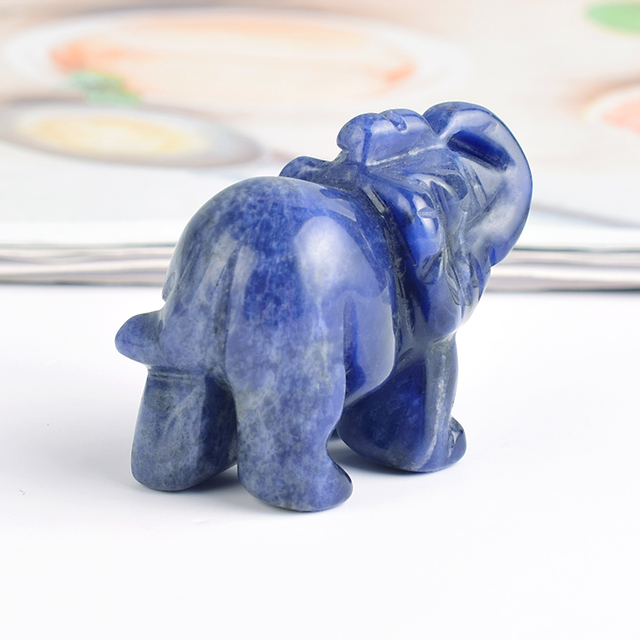 1.5 Inch Hand Carved Sodalite Stone Elephant Crystal Animal Figurines