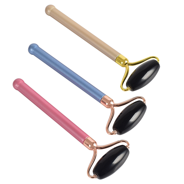 Single-end Black Obsidian Roller and Skin Gym Face Facial Roller for Face Massager Tool 