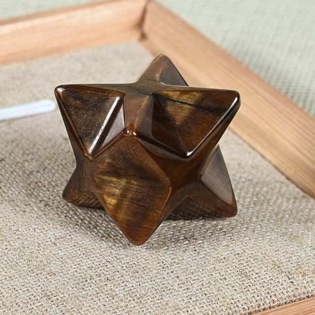 Natural Gemstone Tiger Eye Merkaba Star Stone