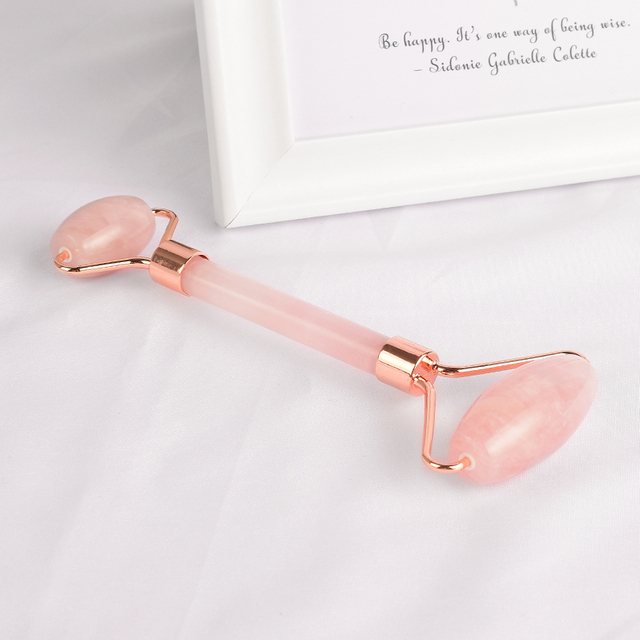  Rose Quartz Roller for Face, 100% Natural Rose Quartz Face Massager for Wrinkles, Anti Aging Facial Massager 