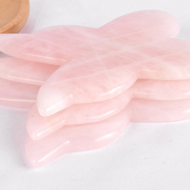 Butterfly Shape Gua Sha Facial Massage Tool Natural Rose Quartz Scraping board Body Scraper Crystal Scratching