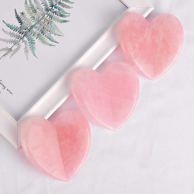 Heart Shape Natural Rose Quartz Gua Sha Facial Massage Natural Scraping board Body Scraper Crystal Scratching