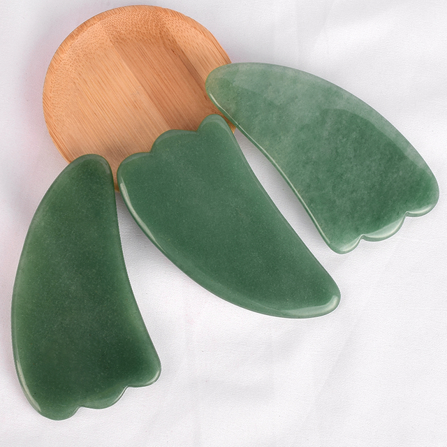 Horn Shaped Green Aventurine Stone Gua Sha Massage Tool Natural Scraping board Body Scraper Crystal Scratching