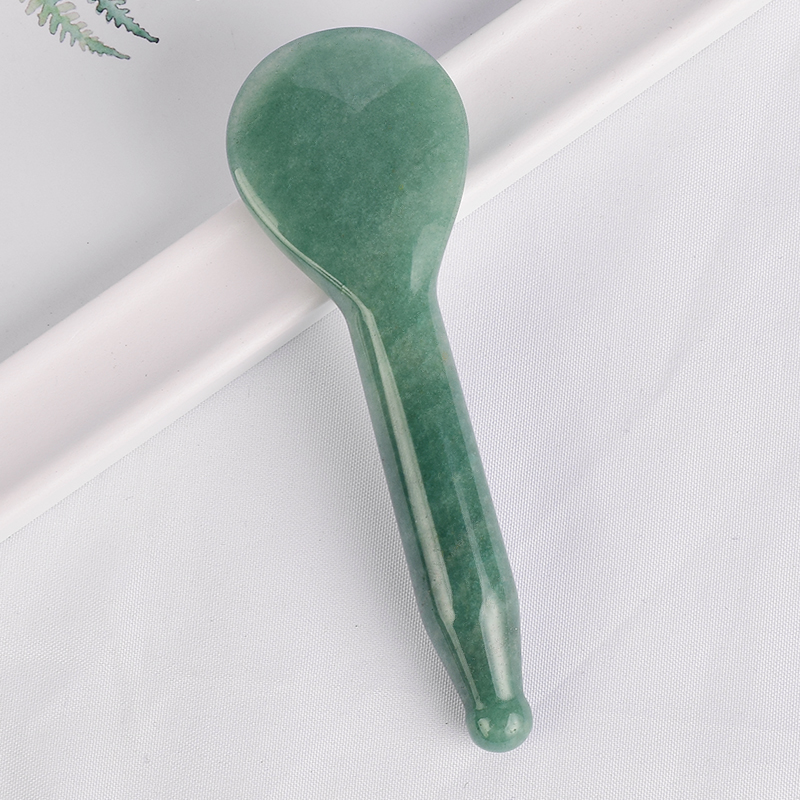 Spoon-Shaped Green Aventurine Guasha Scraping Stone for Spa Relaxing Meditation Massage