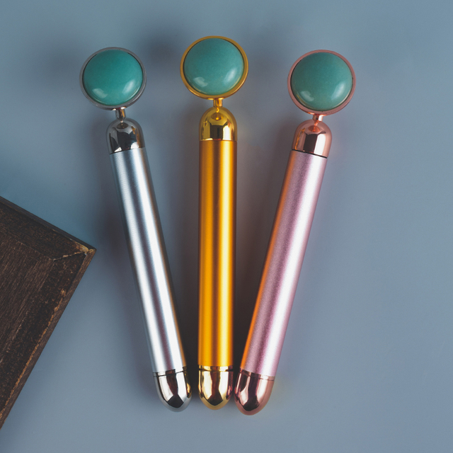 2019 New Electric Green Aventurine Facial Roller & Massager, Green Aventurine Face Massager Face Roller, Cheeks Slimmer 
