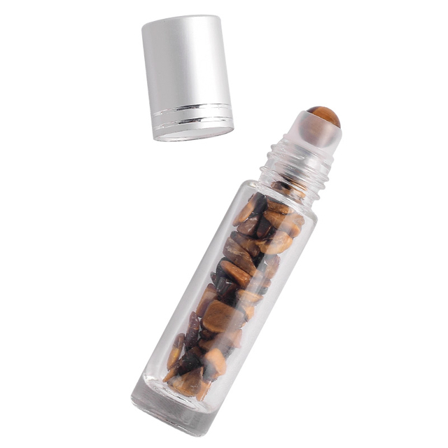 10ML Essential Oil Glass Crystal Roller Ball Bottle Natural Semiprecious Stones Transparent Glass Roll-on Bottles