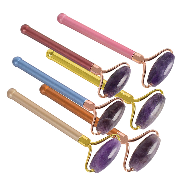 Single-end Amethyst Roller and Skin Gym Face Facial Roller for Face Massager Tool 