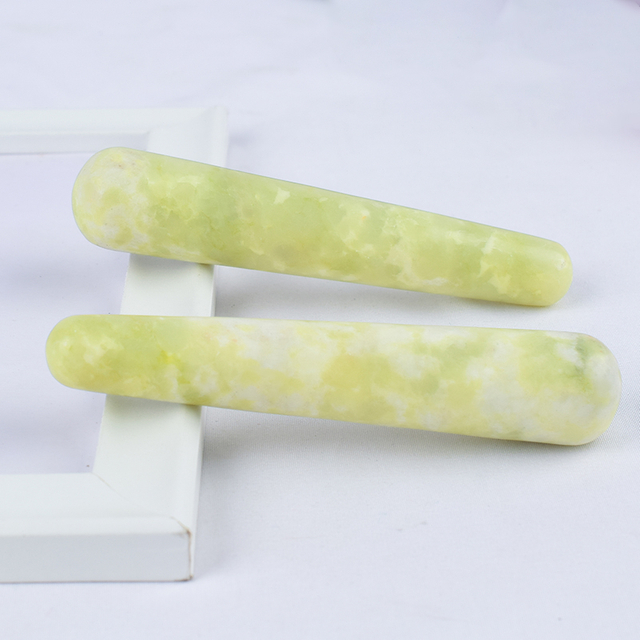 Natural Green Jade Stone Wand Massage Wand for Acupuncture Therapy Stick 