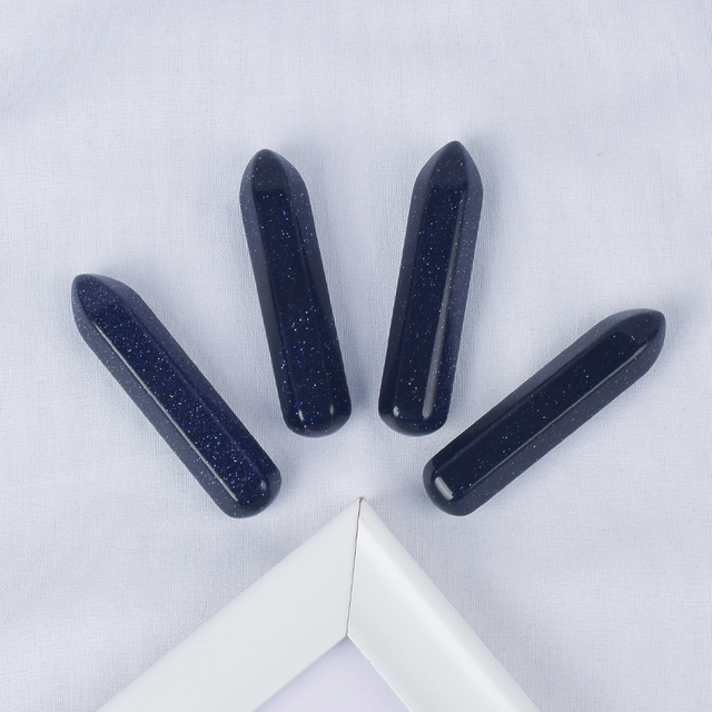 Natural Blue Sandstone Points Hexagonal Wand 