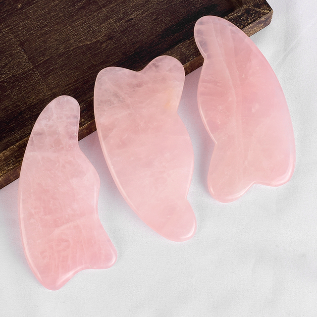 Ear-Shaped Rose Quartz Gua Sha Scraping Gua Sha Board for SPA Acupuncture Treatment, Reducing Neck and Muscle Pain