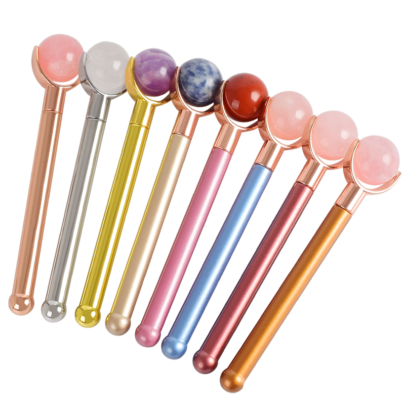 Single-end Red Jasper Stone Ball Roller and Skin Gym Face Facial Roller for Face Massager Tool 