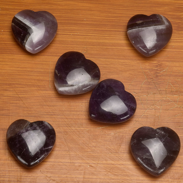 20mm 30mm 35mm Amethyst Stone Heart Figurine Gemstone Beads Natural Jade Hearts
