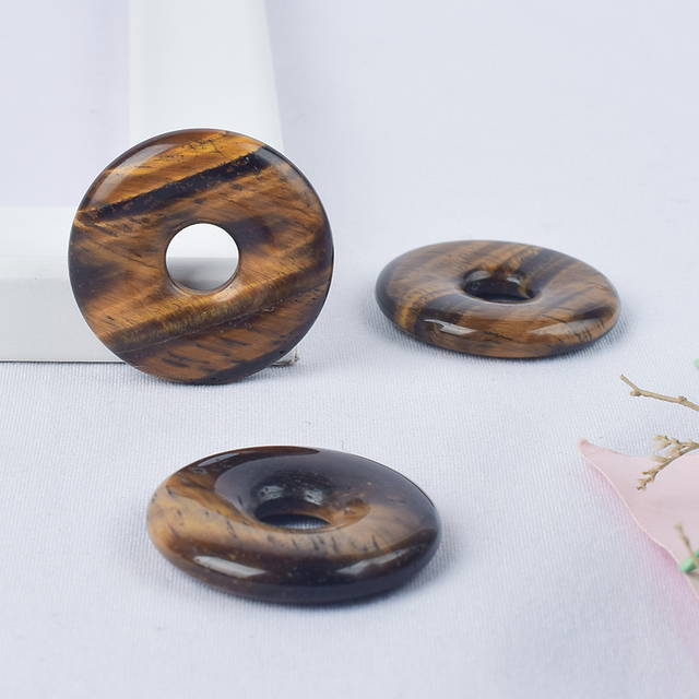 Natural Tiger Eye Gemstone Donut Carved Crystal Gemstone Donut 