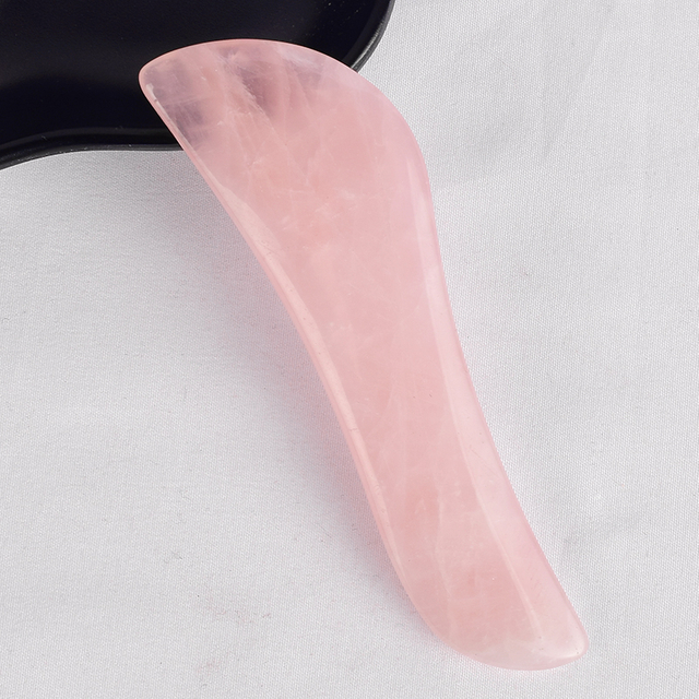 S-Shaped Rose Quartz Gua Sha Scraping Massage Tools, Natural Rose Quartz Guasha Board for SPA Acupuncture Therapy Trigger Point Treatment
