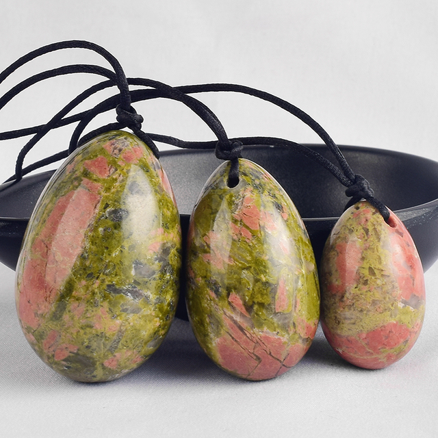 Unakite Jade Yoni Eggs Massage Kegel Eggs 3PCS Natural Unakite Beads Chakra Healing Yoga Exercise Jade Eggs To Train Pelvic Muscles