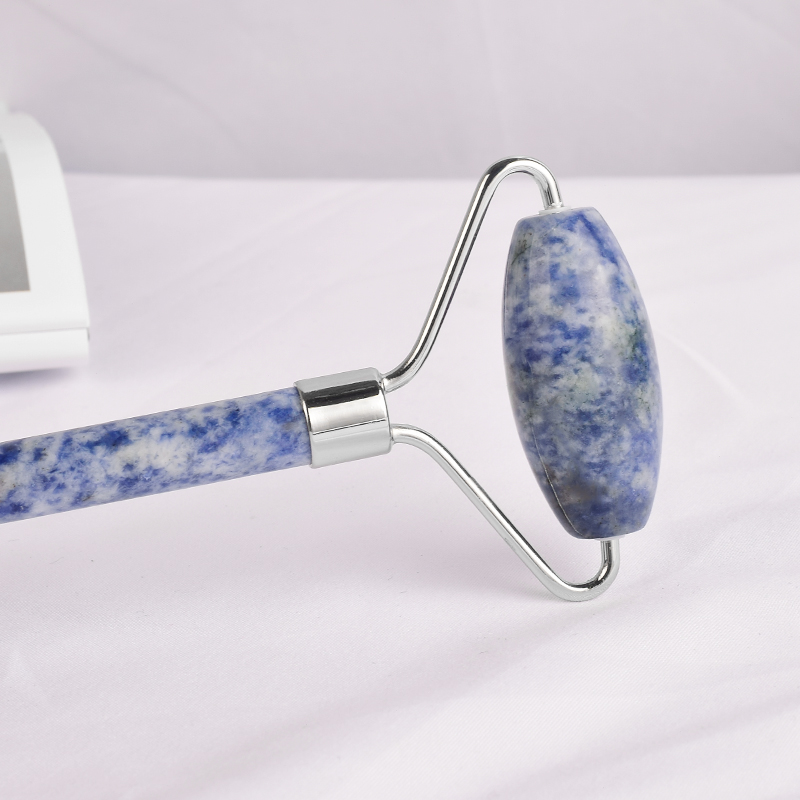 Blue Spot Jasper Roller for Face -Blue Spot Jasper Roller Real 100% Natural Jade for Wrinkles, Anti Aging Facial Massager