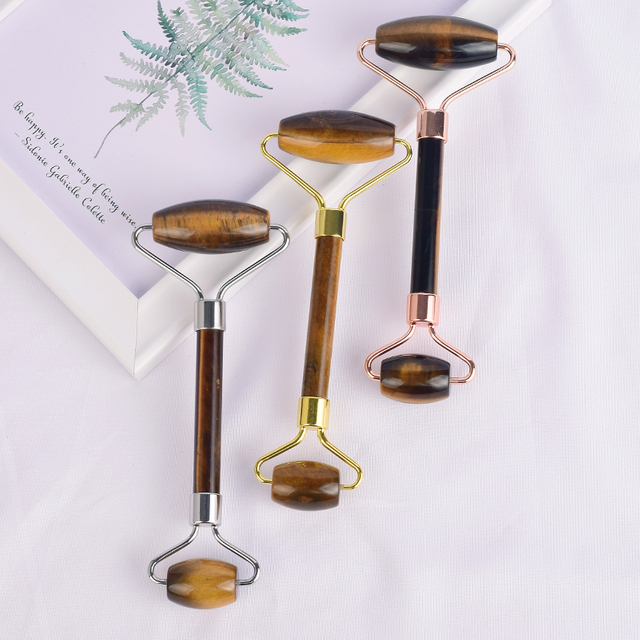 Tiger Eye Roller for Face -Tiger Eye Roller Real 100% Natural Jade for Wrinkles, Anti Aging Facial Massager