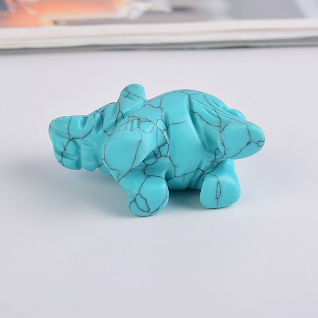 1.5 Inch Hand Carved Turquoise Stone Elephant Crystal Animal Figurines