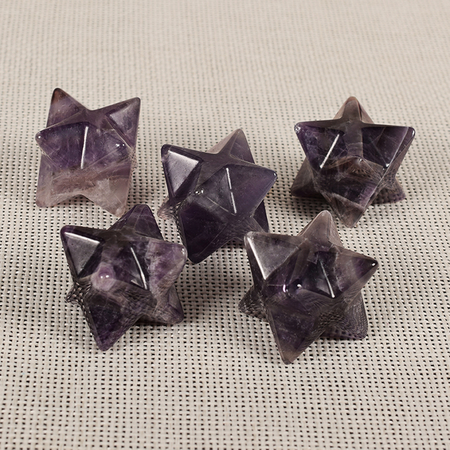 Natural Gemstone Purple Fluorite Crystal Merkaba Star Stone