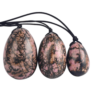 Rhodonite Jade Yoni Eggs Massage Kegel Eggs 3PCS Natural Rhodonite Stone Beads Chakra Healing Yoga Exercise Jade Eggs To Train Pelvic Muscles