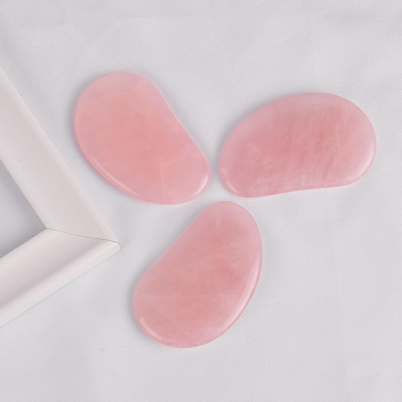 Eye-Shaped Rose Quartz Gua Sha Board Massage for SPA Acupuncture Treatment, Reducing Neck and Muscle Pain