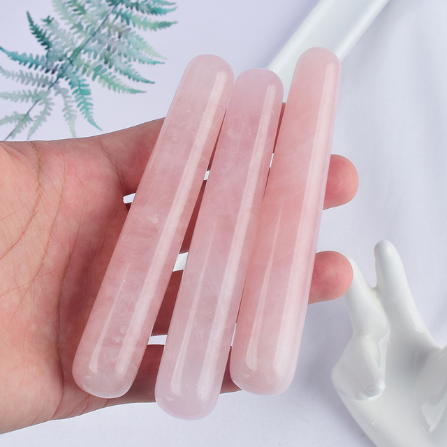 Natural Rose Quartz Wand Massage Wand for Acupuncture Therapy Stick 