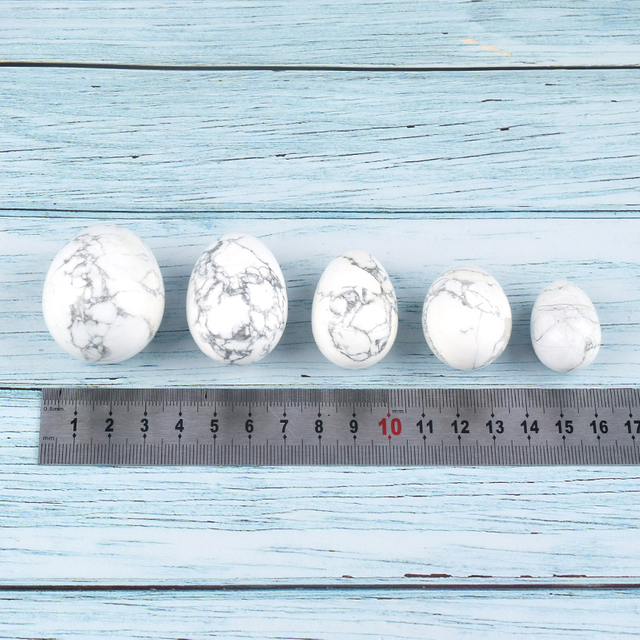 Undrilled White Howlite Stone Yoni Eggs Massage Jade egg to Train Pelvic Muscles Kegel Exercise