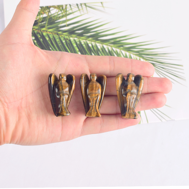 1.5 Inch Tiger Eye Stone Small Carved Crystal Angel Figurine