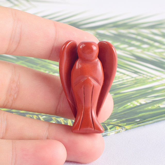 1.5 Inch Red Jasper Stone Small Carved Crystal Angel Figurine