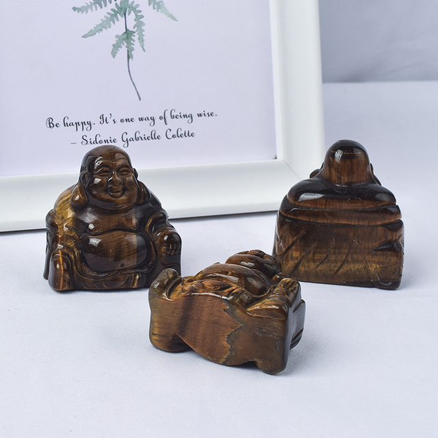  2 inch Hand Carved Natural Tiger Eye Jade Mini Nile Buddha Figurines 