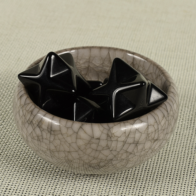 Natural Gemstone Black Obsidian Merkaba Star 