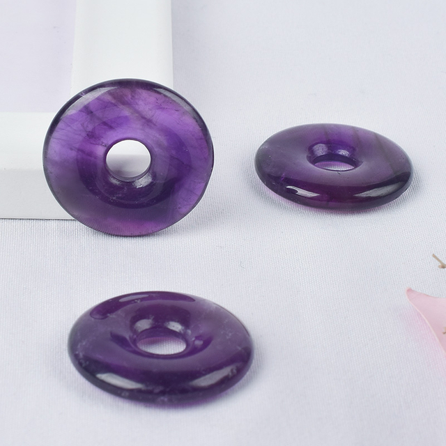 Natural Amethyst Gemstone Donut Carved Crystal Gemstone Donut 