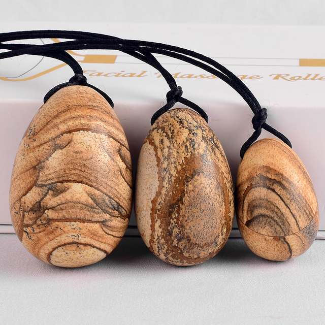 Picture Jasper Jade Yoni Eggs Massage Kegel Jade Eggs 3PCS Natural Picture Jasper Beads To Train Pelvic Muscles 