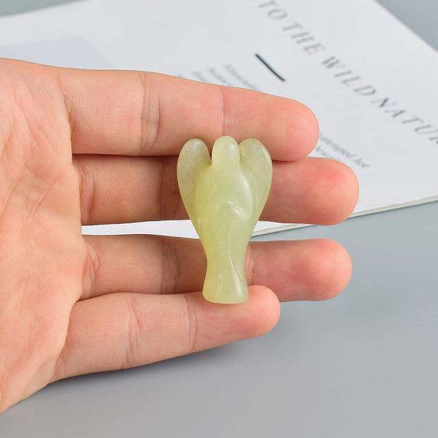 1.5 Inch Xiuyan Jade Stone Small Carved Crystal Angel Figurine