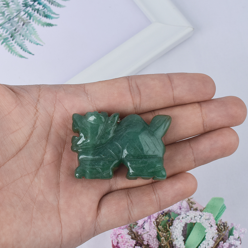1.5 inch/2 inch Hand Carved Natural Green Aventurine Stone Miniatur Flying Dragon Figurines 