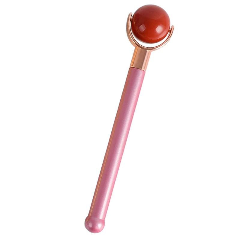 Single-end Red Jasper Stone Ball Roller and Skin Gym Face Facial Roller for Face Massager Tool 