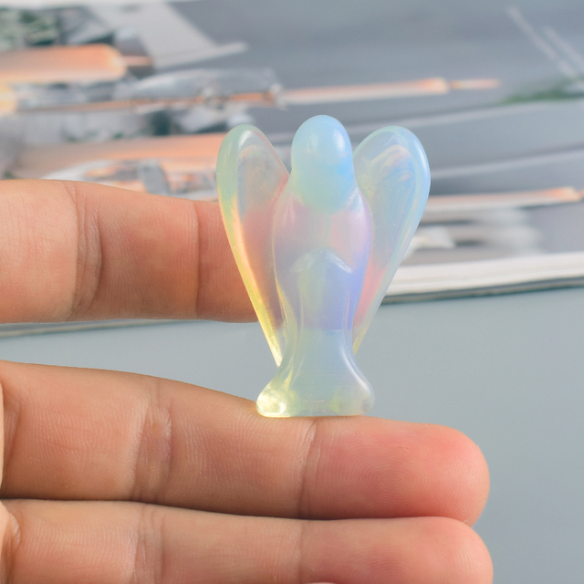 1.5 Inch Opalite Stone Small Carved Crystal Angel Figurine