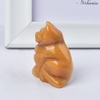  Hand Carved Natural Yellow Jade Crystal Small Cat Figurines Gemstone Craft