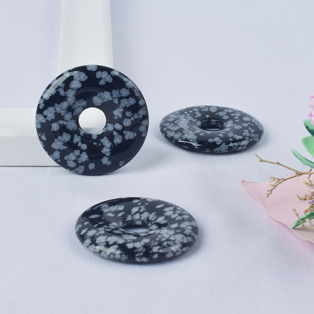 Natural Snowflake Jasper Gemstone Donut Carved Crystal Gemstone Donut 