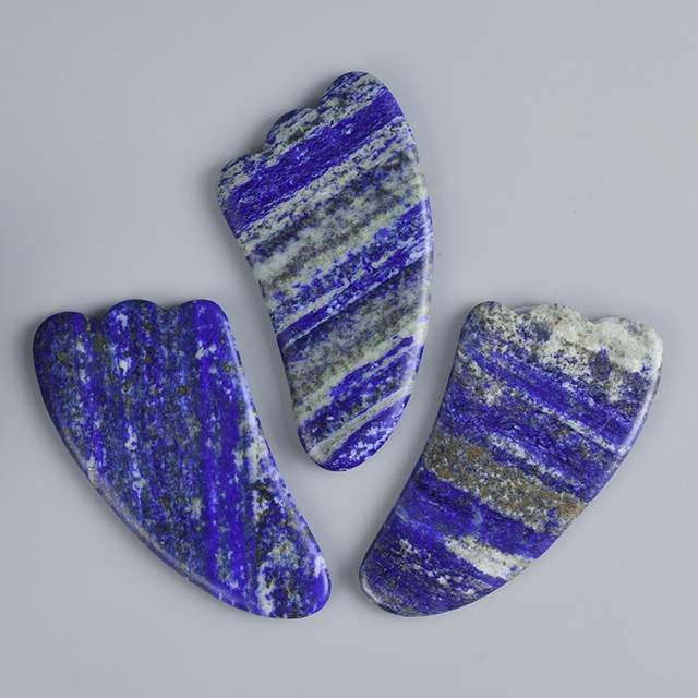 Horn Shaped Lapis Lazuli Stone Gua Sha Massage Tool Natural Scraping board Body Scraper Crystal Scratching