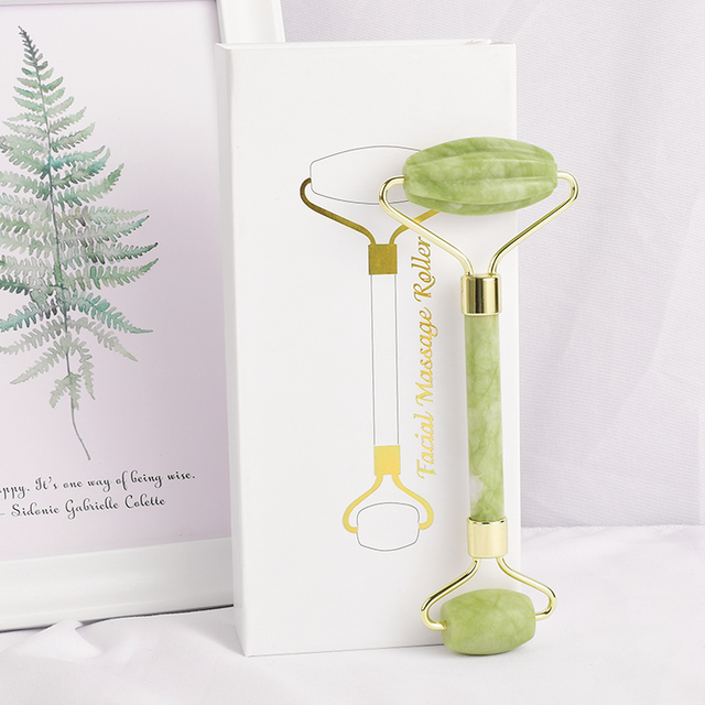 Green Jade Roller for Face -Green Jade Roller Real 100% Natural Jade for Wrinkles, Anti Aging Facial Massager