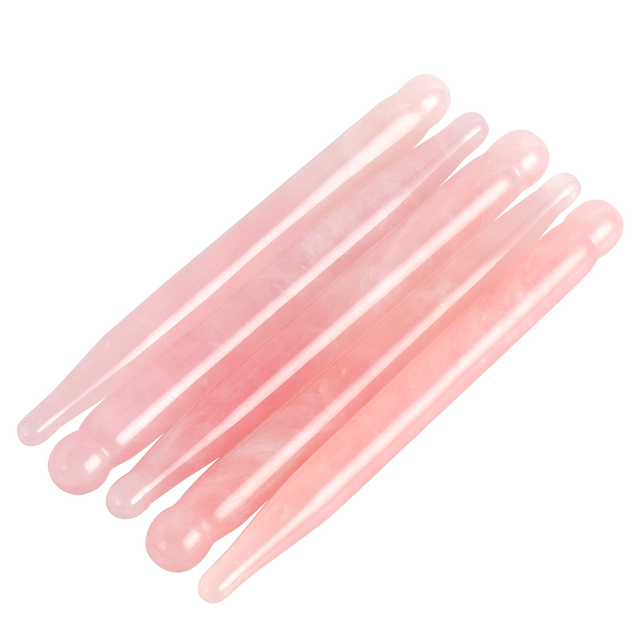 Natural Rose Quartz Guasha Scraping Massage Tool, Massage Wand for Acupuncture Therapy Stick 