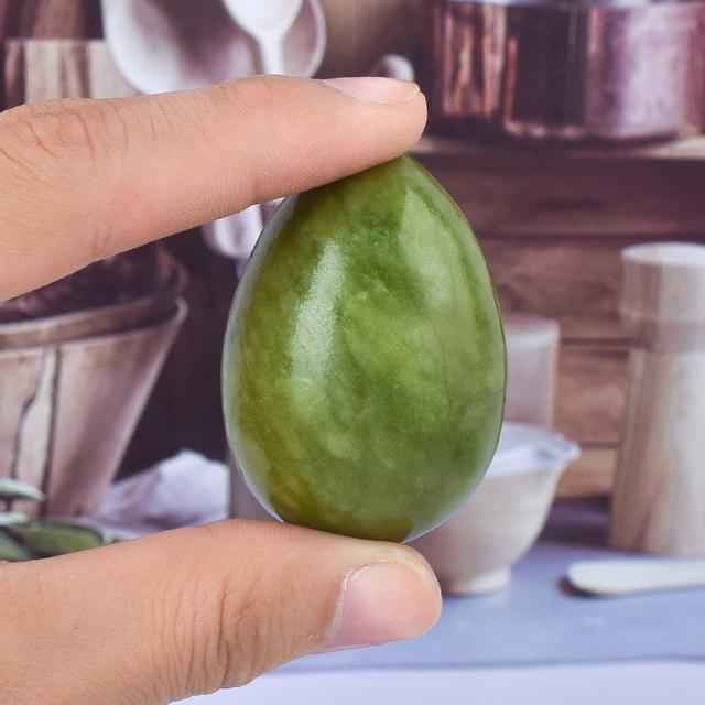 Undrilled Green Jade Yoni Eggs Massage Jade egg to Train Pelvic Muscles Kegel Exercise