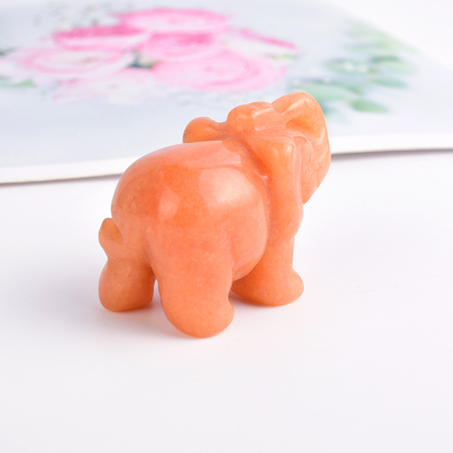 1.5 Inch Hand Carved Red Aventurine Stone Elephant Crystal Animal Figurines