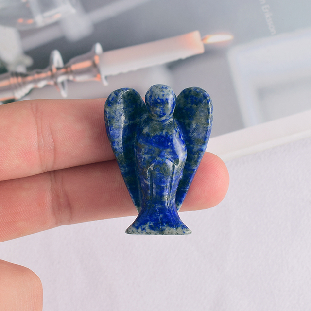 1.5 Inch Lapis Lazuli Stone Small Carved Crystal Angel Figurine