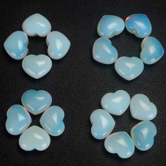 20mm 30mm 35mm Opalite Heart Shape Gemstone Beads Natural Opalite Crystal Hearts 