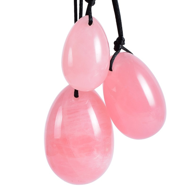  Rose Quartz Jade Yoni Eggs Massage Stones Exercise Eggs Healing Stone to Train Pelvic Muscles Kegel Exercise