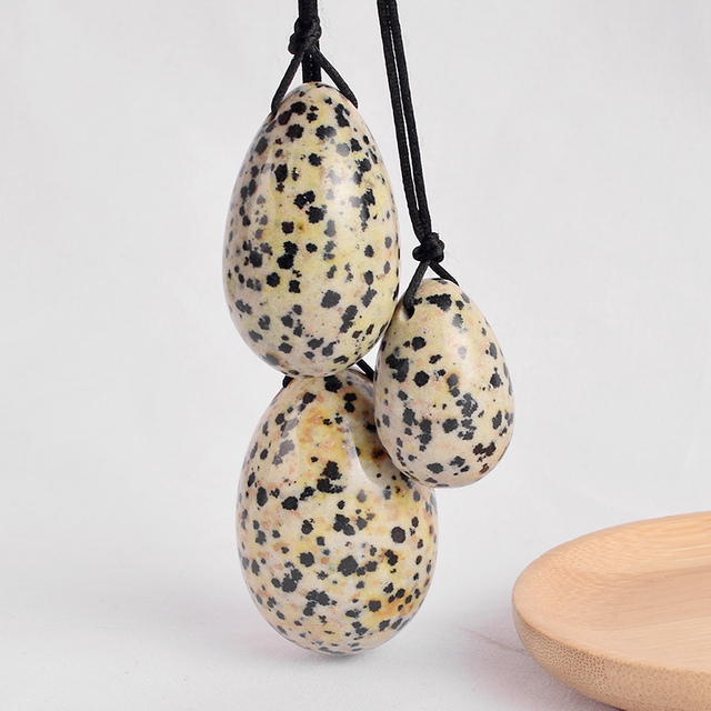 Dalmatian Japser Jade Yoni Eggs Massage Kegel Eggs 3PCS Natural Dalmatian Japser Beads Chakra Healing Yoga Exercise Jade Eggs To Train Pelvic Muscles